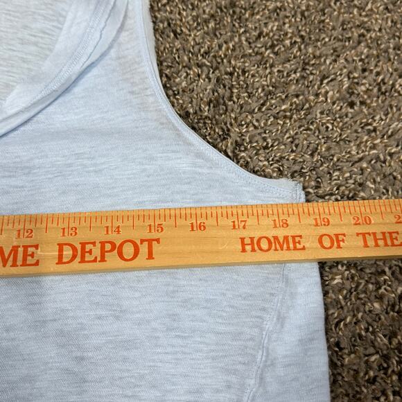 We the Free People Scoop Neck Tank Top Size Small Blue Relax Raw Edge Trim Snap - Picture 9 of 10